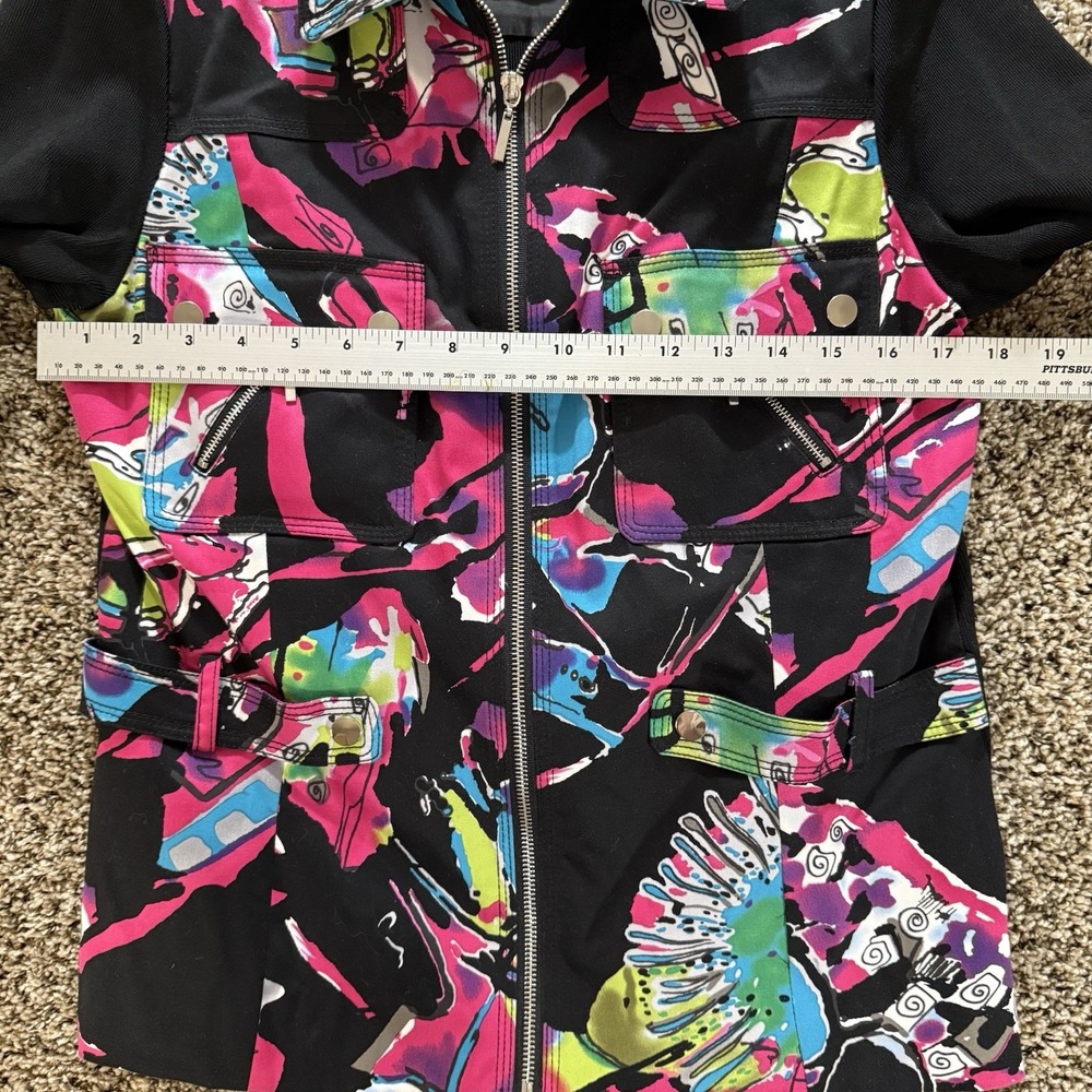 Peter Nygard Womens M Multicolor Abstract Zip Jacket Stretch Knit Sleeves Pocket - Picture 6 of 10